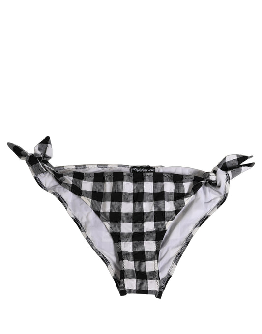 Black White Checkered Beachwear Bikini Bottom