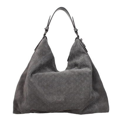 Gray Leather Shoulder Bag