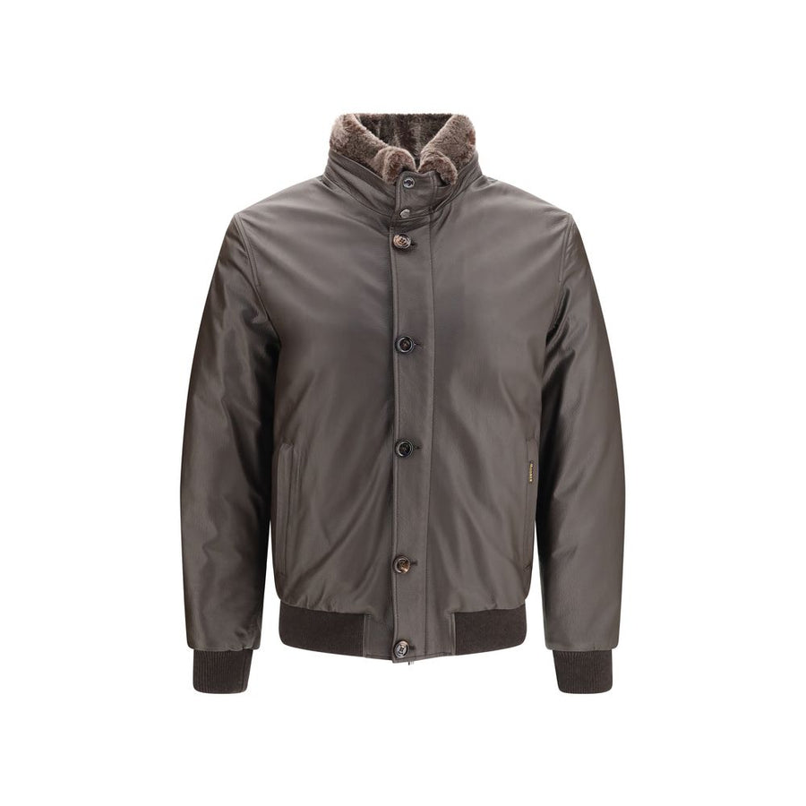 Brown Leather Full-Length Jacket