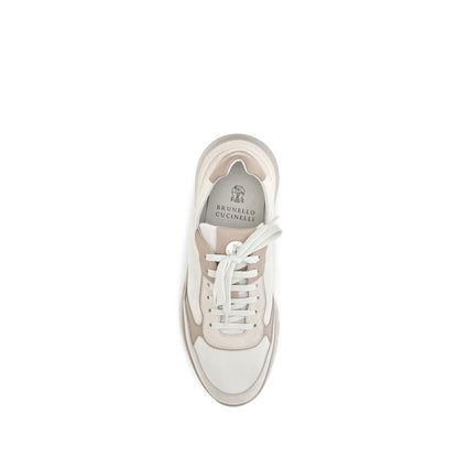 Beige Calf Leather Bos Taurus Athletic Sneakers
