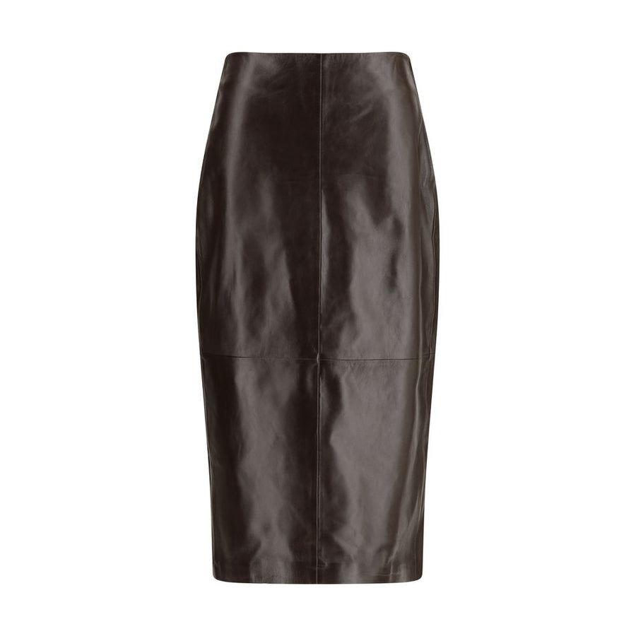 Brown Leather Long Skirt