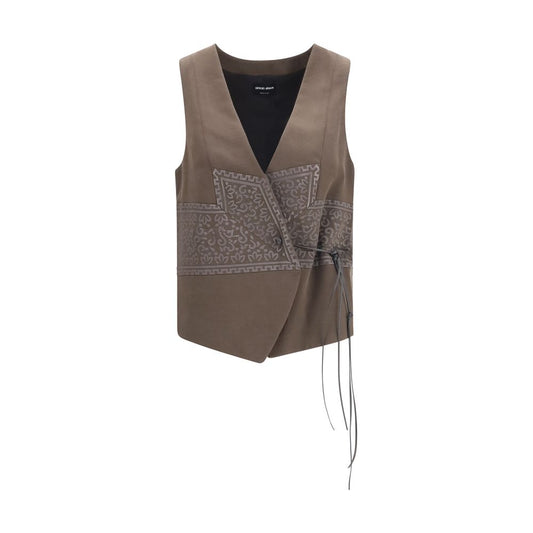 Brown Silk Sleeveless Jacket