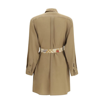 Beige Silk Casual Dress