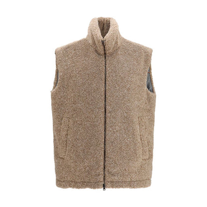 Beige Polyester Sleeveless Jacket