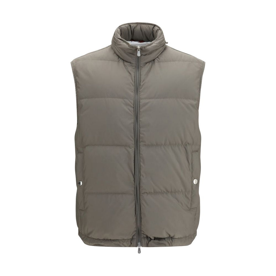 Gray Polyester Sleeveless Jacket