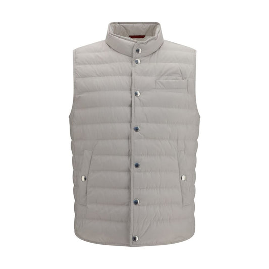 White Polyester Sleeveless Jacket