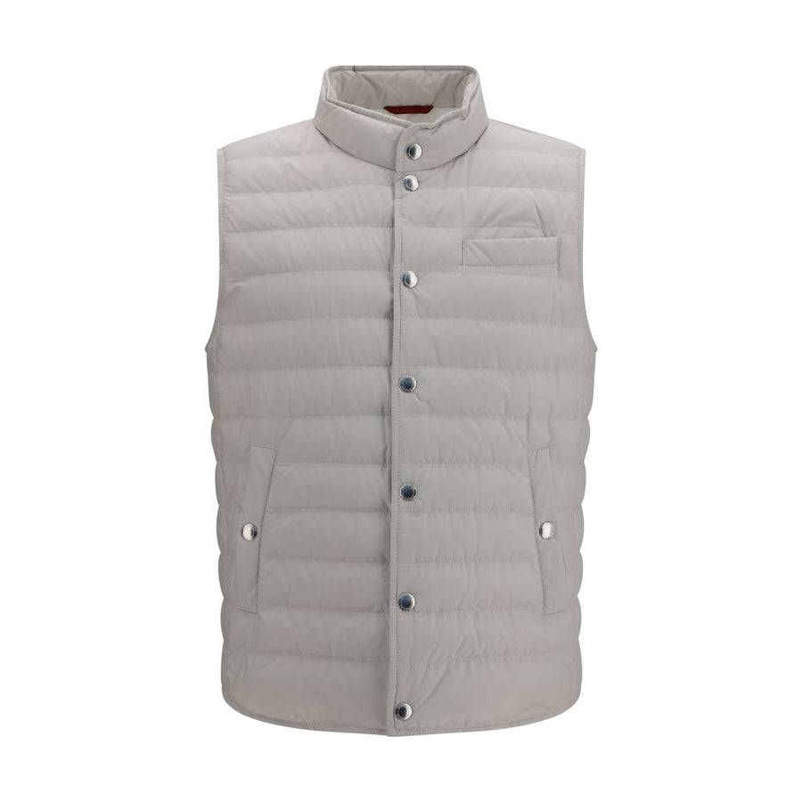White Polyester Sleeveless Jacket