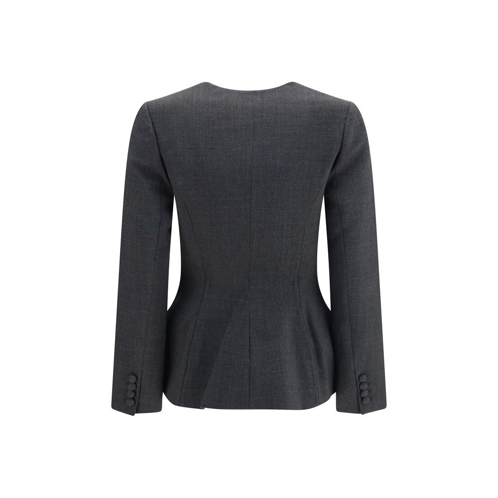 Gray Polyester Full-Length Jacket