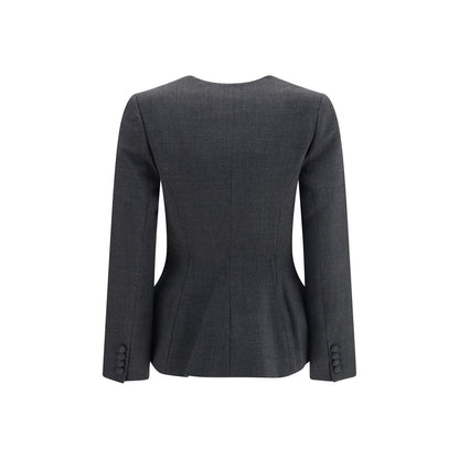 Gray Polyester Full-Length Jacket