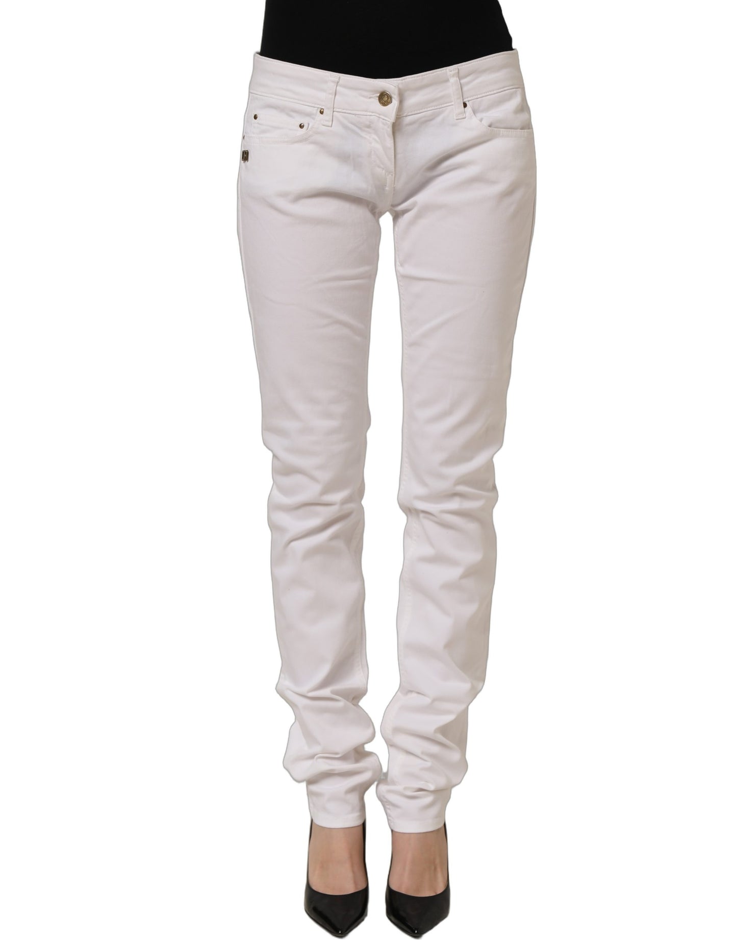 White Cotton Stretch Skinny Denim Jeans