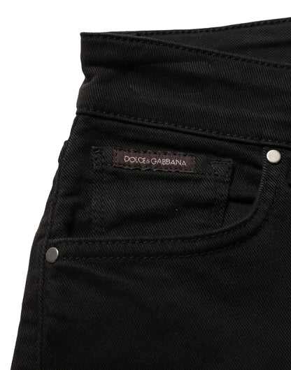 Black Cotton Stretch Skinny Denim Jeans