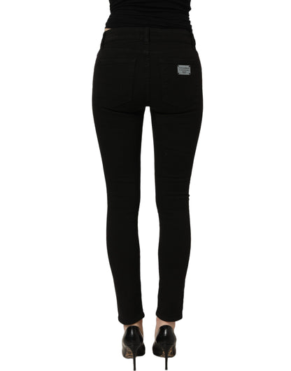 Black Cotton Stretch Skinny Denim Jeans