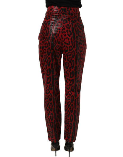 Red Leopard Cotton 5 Pockets Trouser Jeans