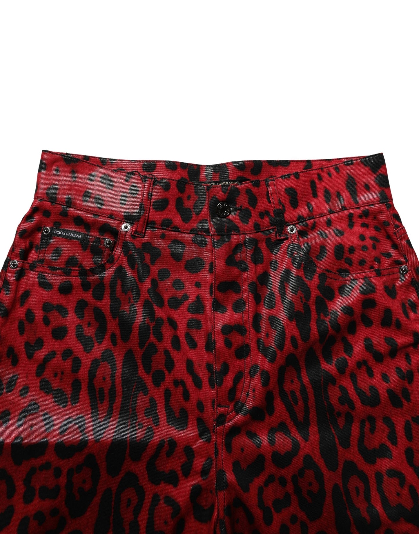 Red Leopard Cotton 5 Pockets Trouser Jeans