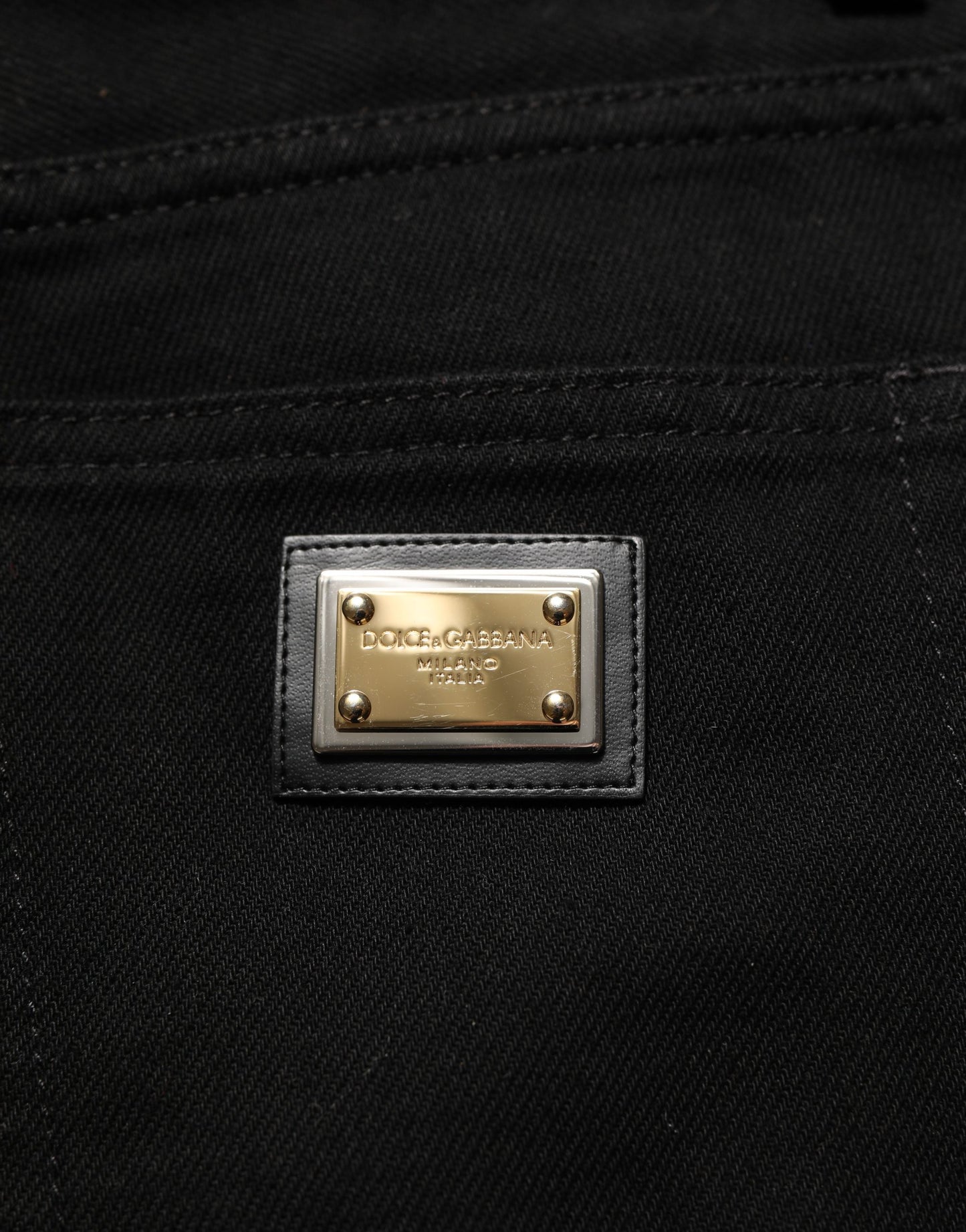Black Cotton Stretch Straight Denim Jeans