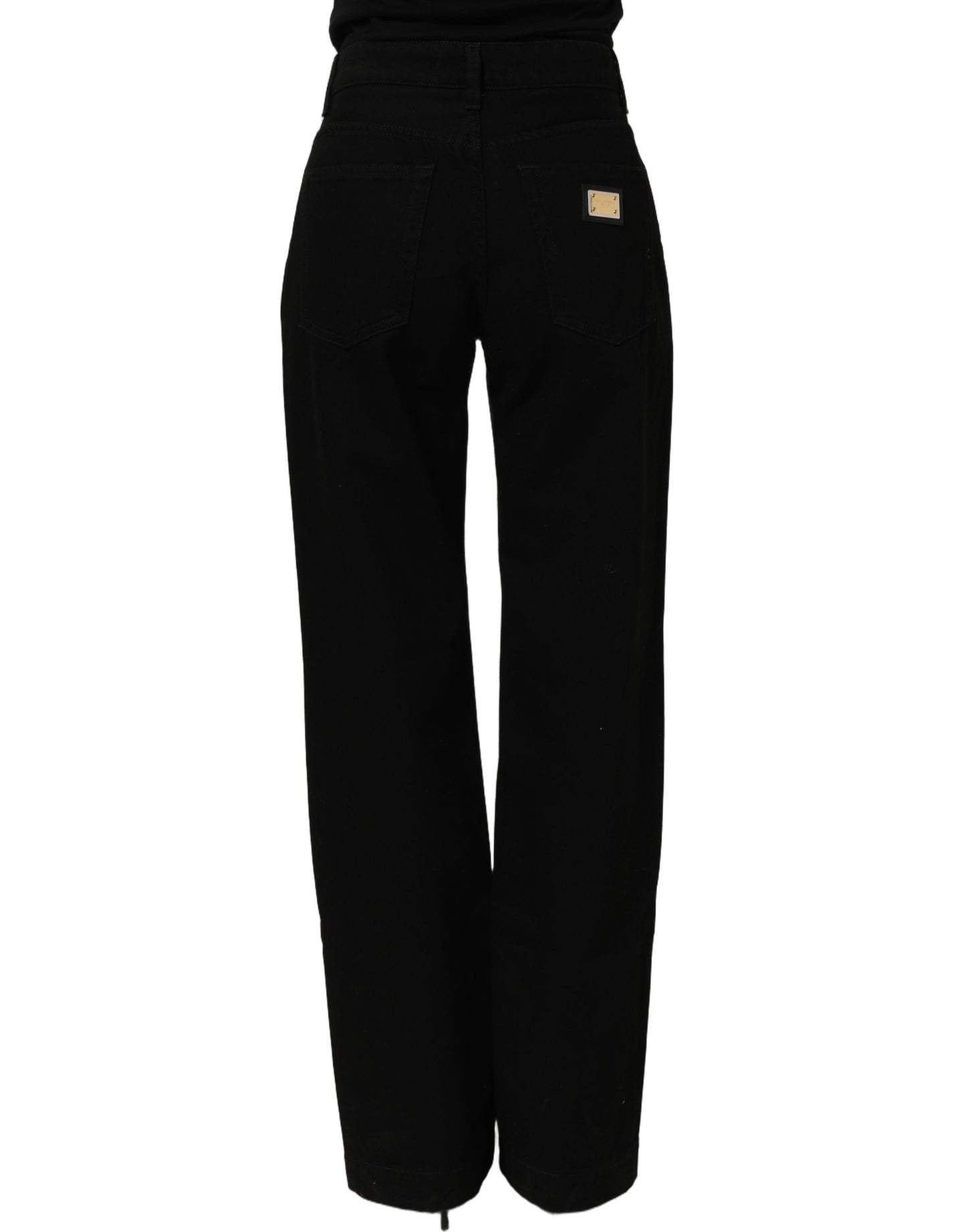 Black Cotton Stretch Straight Denim Jeans