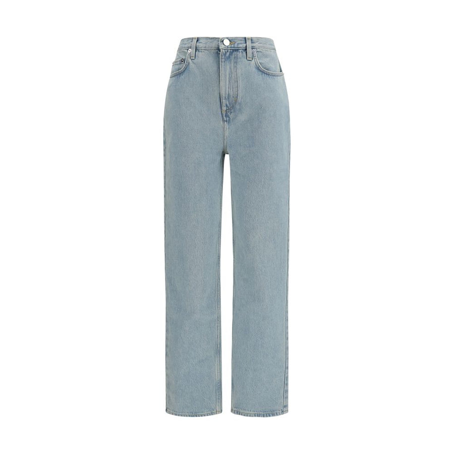 Blue Cotton Straight-Leg Jeans
