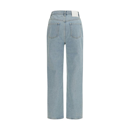 Blue Cotton Straight-Leg Jeans