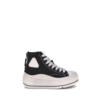 Black Cotton Platform Sneakers