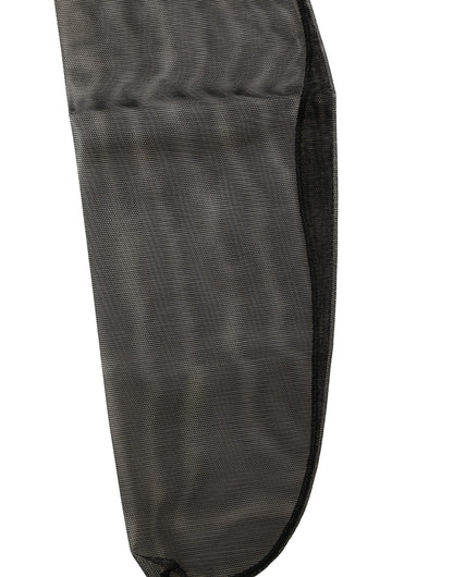 Black Nylon Mesh Sheer Calf Long Accessory Socks