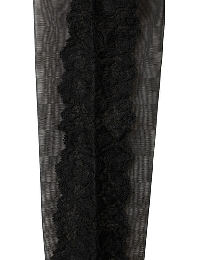 Black Nylon Mesh Sheer Calf Long Accessory Socks