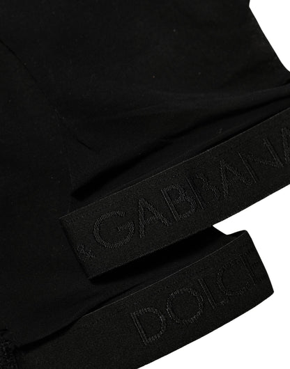 Black Nylon Logo Calf Long Women Accessory Socks