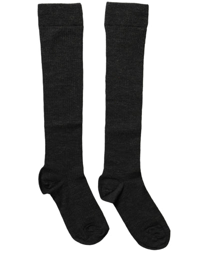 Black Wool Knit Calf Long Women Accessory Socks