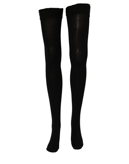 Black 100% Nylon Thigh High Stockings Socks