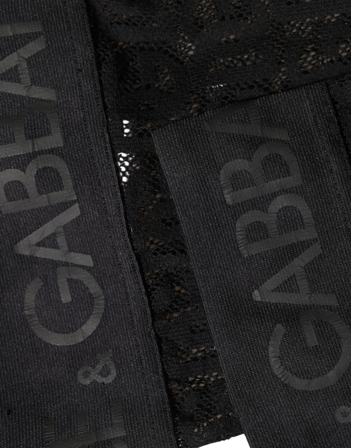 Black DG Logo Sheer Nylon Thigh High Socks