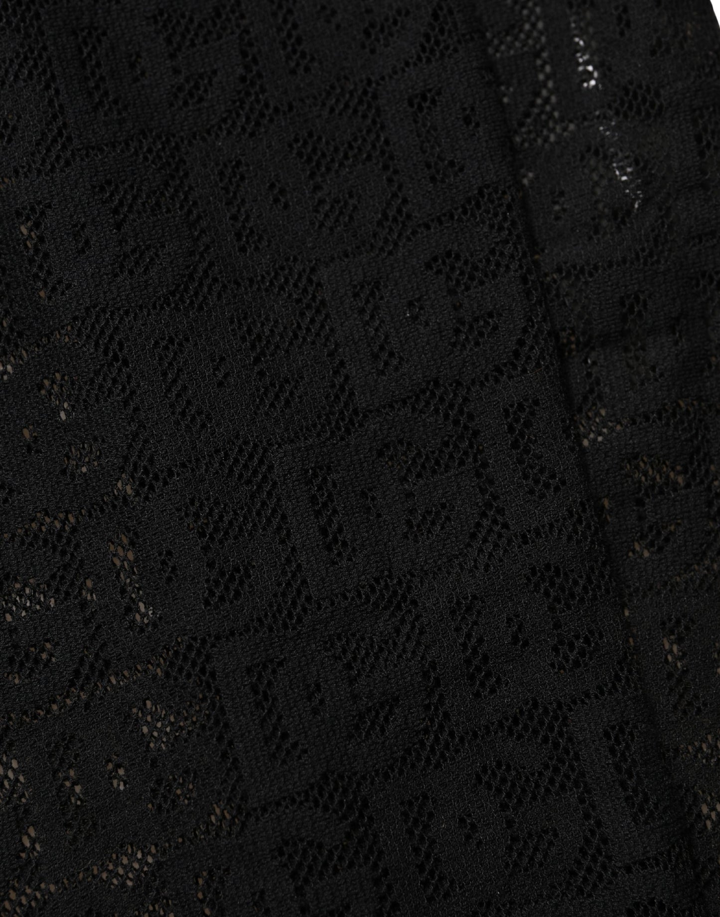 Black DG Logo Sheer Nylon Thigh High Socks