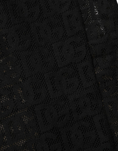 Black DG Logo Sheer Nylon Thigh High Socks