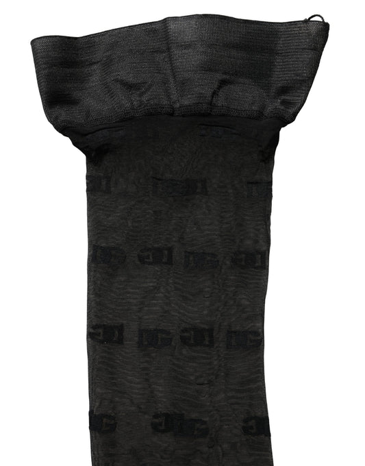 Black Sheer Logo Monogram Tights Stockings Socks