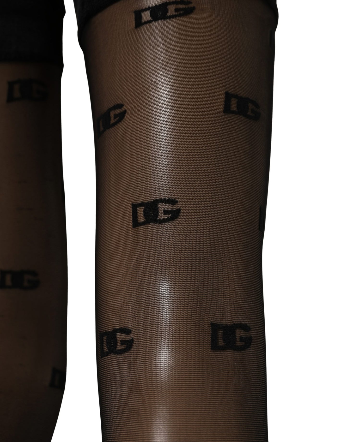 Black Sheer Logo Monogram Tights Stockings Socks