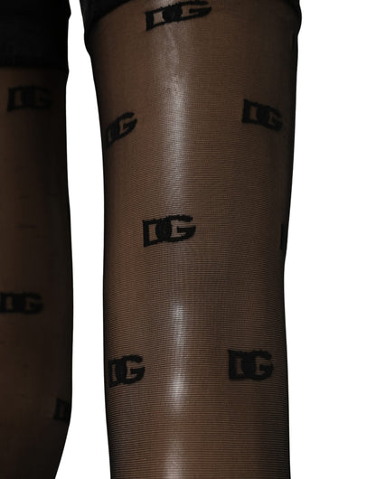 Black Sheer Logo Monogram Tights Stockings Socks