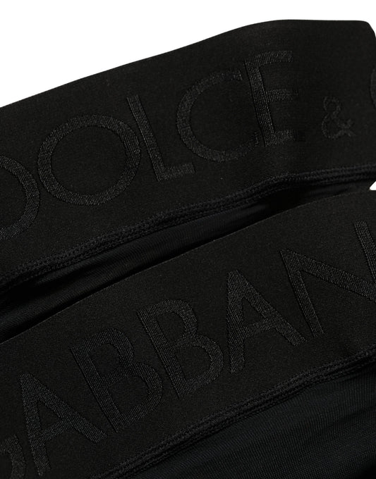 Black Nylon Logo Calf Long Women Accessory Socks
