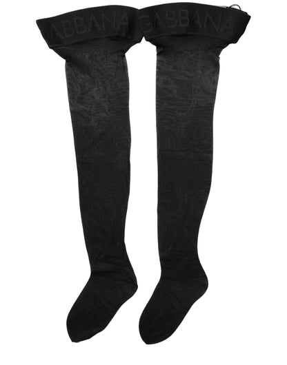 Black Nylon Logo Calf Long Women Accessory Socks