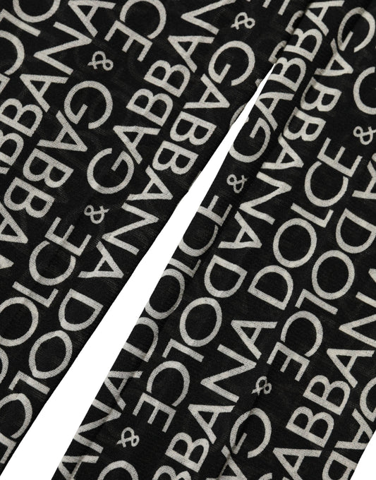 Black White All Over Print Sheer Stretch Tights Socks