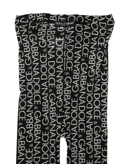 Black White All Over Print Sheer Stretch Tights Socks