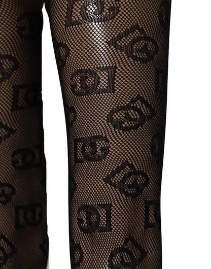 Black All Over Print Sheer Stretch Tights Socks