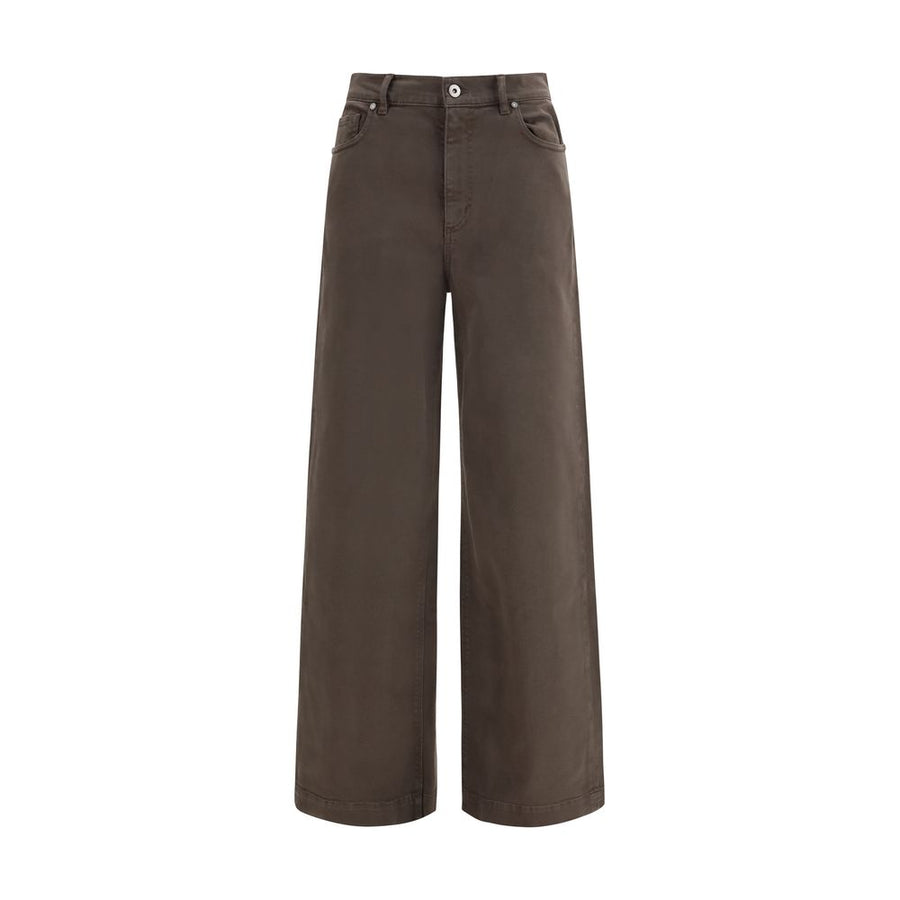 Brown Cotton Casual Pants