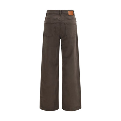 Brown Cotton Casual Pants