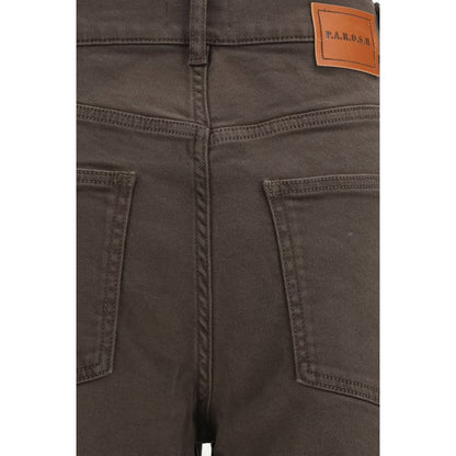 Brown Cotton Casual Pants