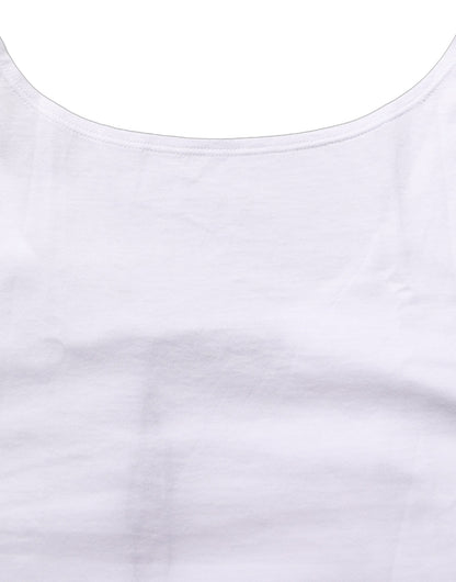 White Cotton Sleeveless Cropped Tank Top