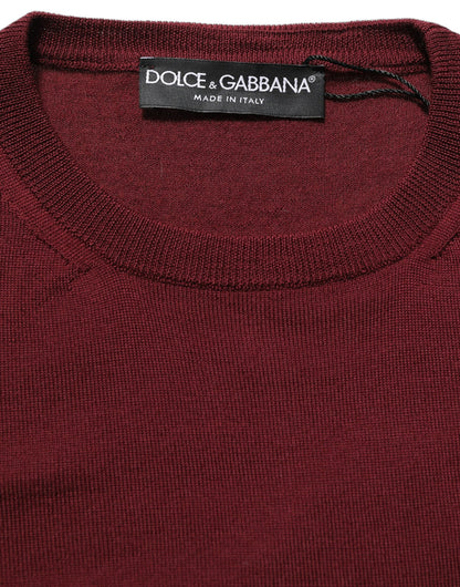 Maroon Wool Knitted CrewNeck Pullover Sweater