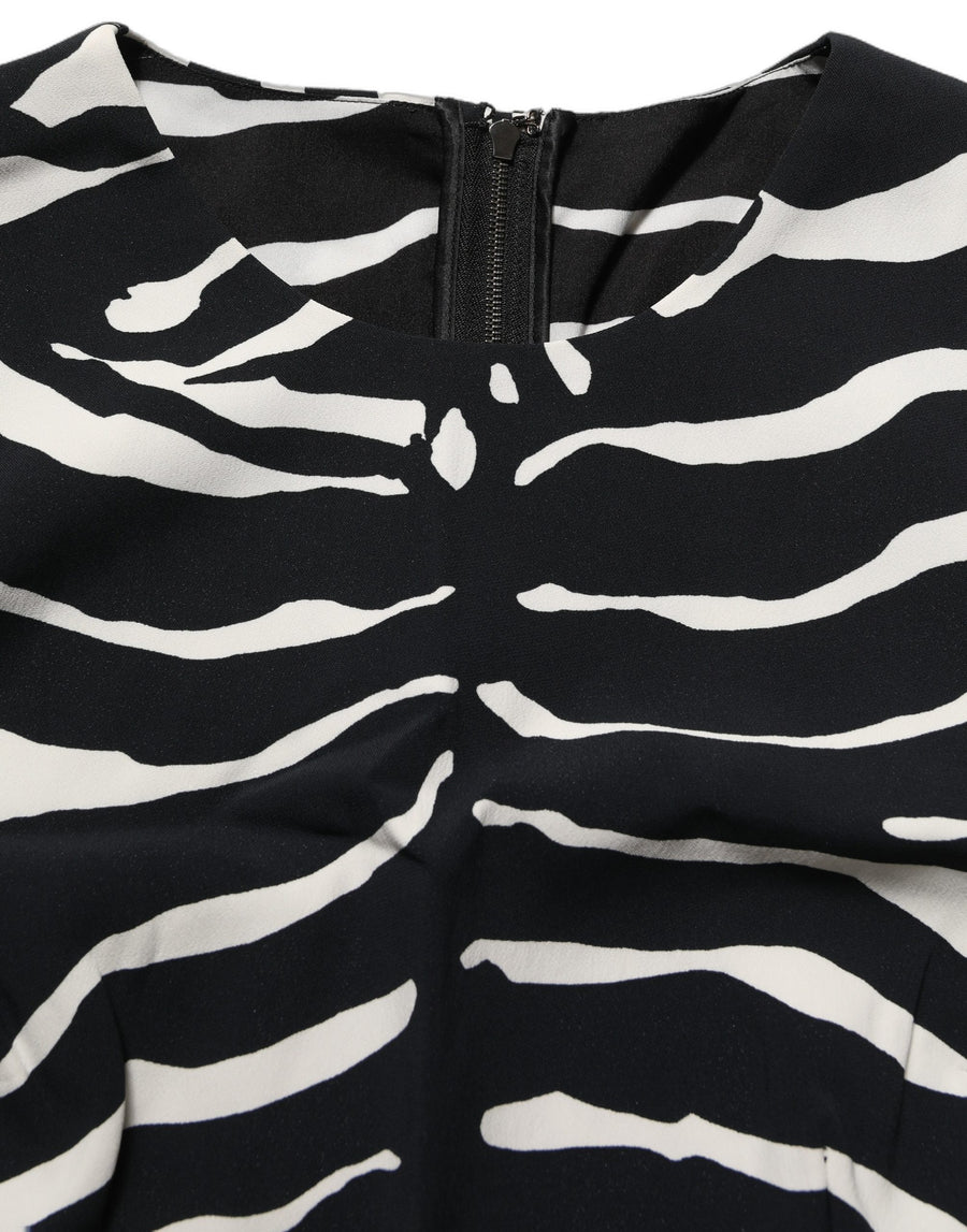 Black White Zebra Sleeveless Cropped Tank Top