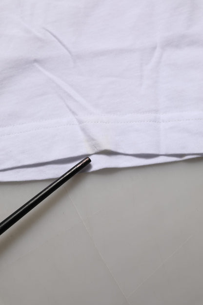 White Logo Patch Cotton Crew Neck T-shirt