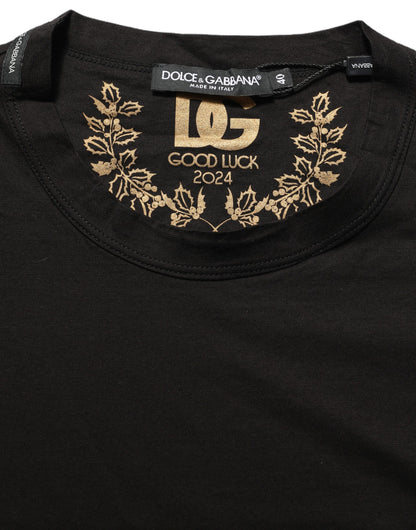Black Cotton Crew Neck Short Sleeves T-shirt