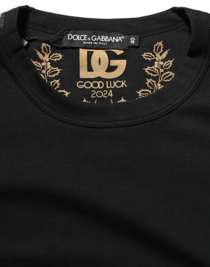 Black Cotton Crew Neck Short Sleeves T-shirt
