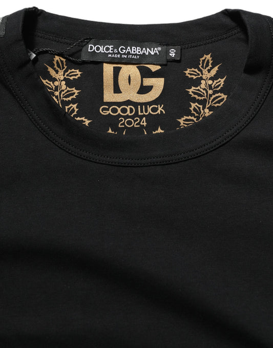 Black Cotton Crew Neck Short Sleeves T-shirt