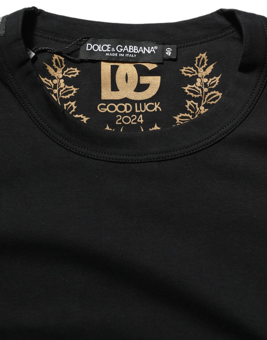 Black Cotton Crew Neck Short Sleeves T-shirt